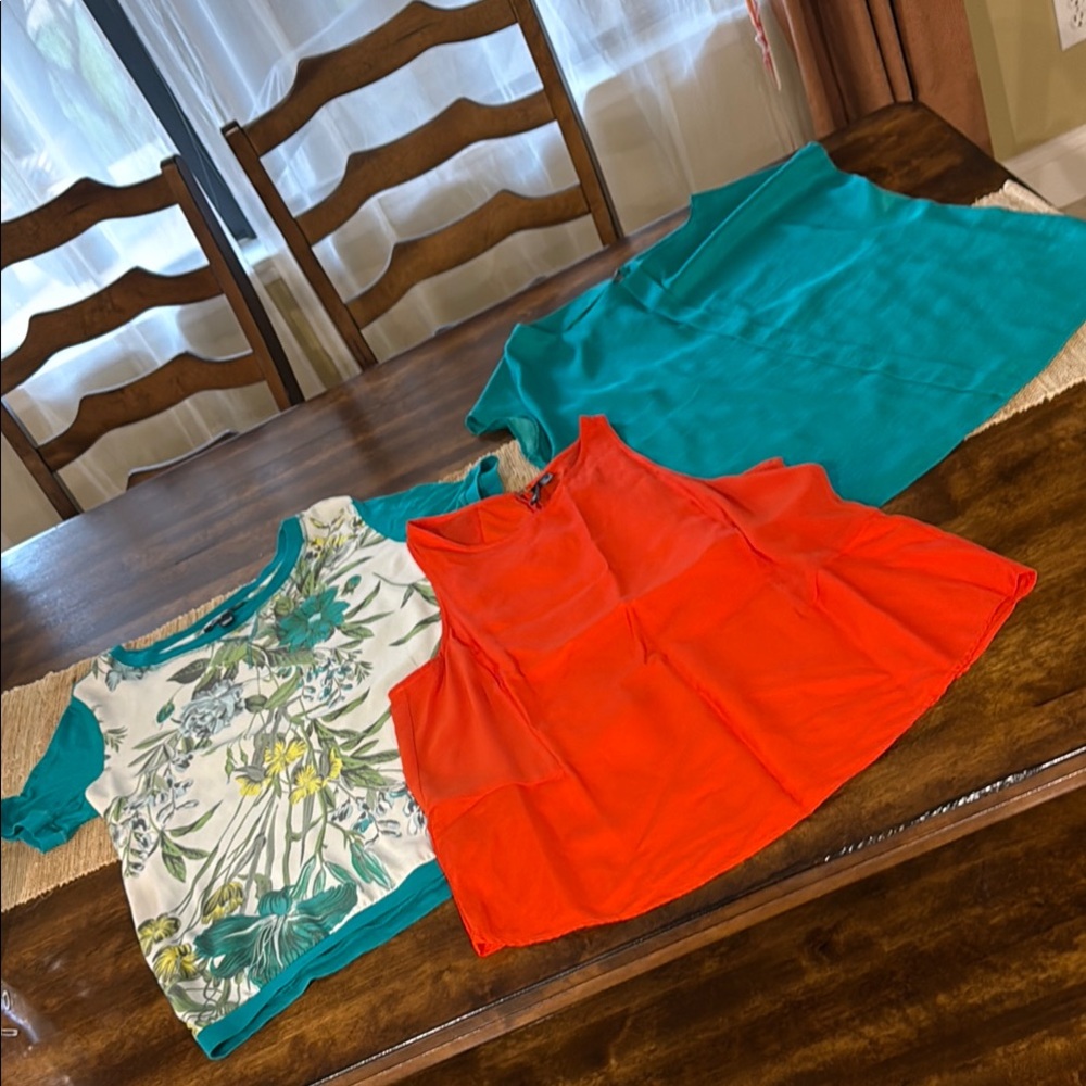 Mango  3 Blouses  - Orange and Teal